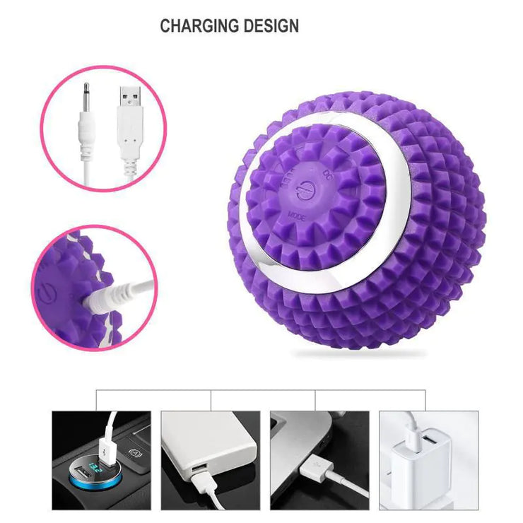 Electric fascial ball vibration massage ball with ergonomic design and USB charging, ideal for muscle relaxation and recovery.
