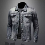 Slim fit stand collar denim jacket for cycling motorcycle enthusiasts, featuring Marvel Venom theme.