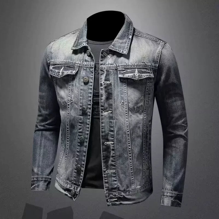 Slim fit stand collar denim jacket for cycling motorcycle enthusiasts, featuring Marvel Venom theme.