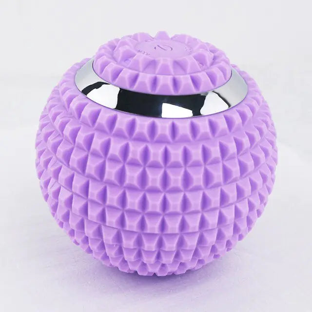 Purple electric fascial ball vibration massage ball with textured surface for muscle relaxation.