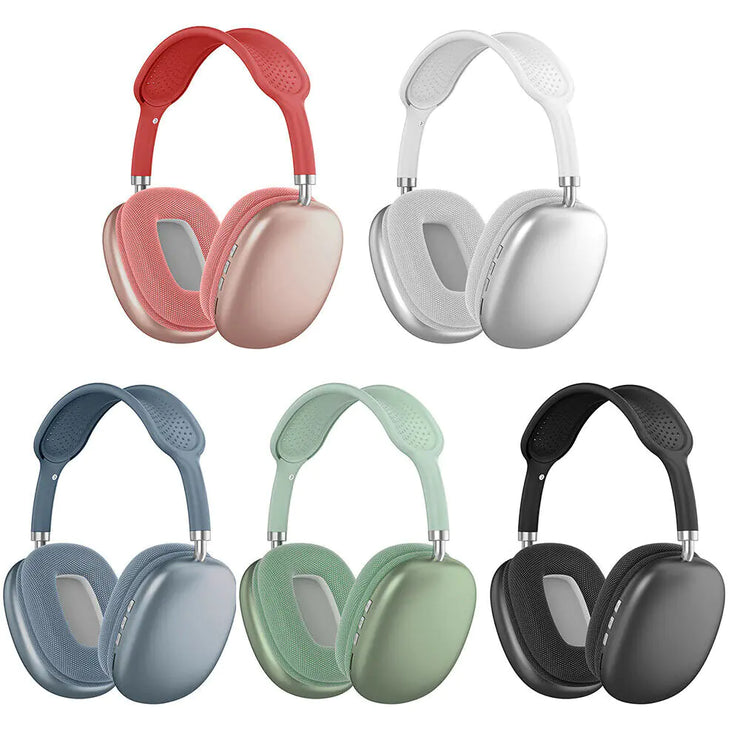P9 Air Max Wireless Stereo Headphones in multiple colors, featuring a comfortable design and advanced Bluetooth technology for immersive audio experience.