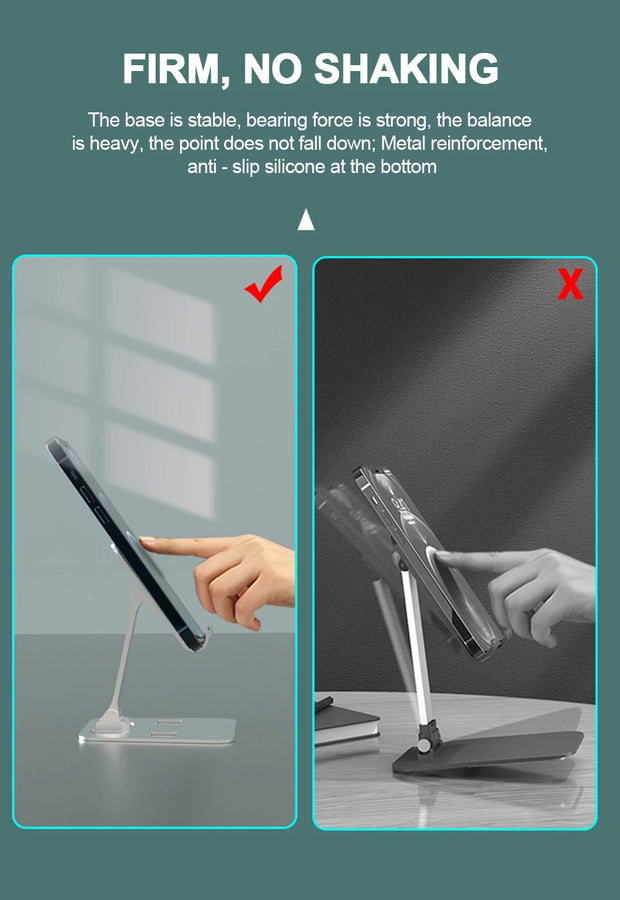 Universal All Aluminum Alloy Foldable Desk Phone Holder Mount Stand For Mobile Phone Holder For Tablet Desktop Metal Holder-The Joop Basket