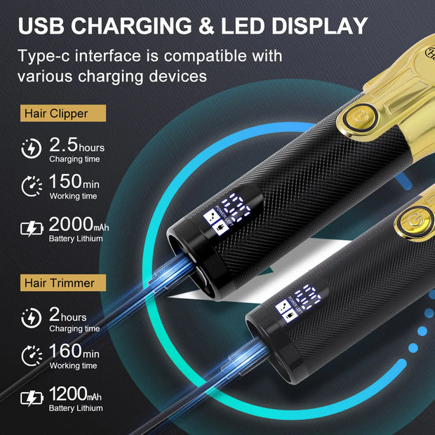 Hatteker Oilhead Electric Hair Clippers for Man Sculpting Parent-Child Set Multifunction Barber 2-Piece Grooming Kit-The Joop Basket