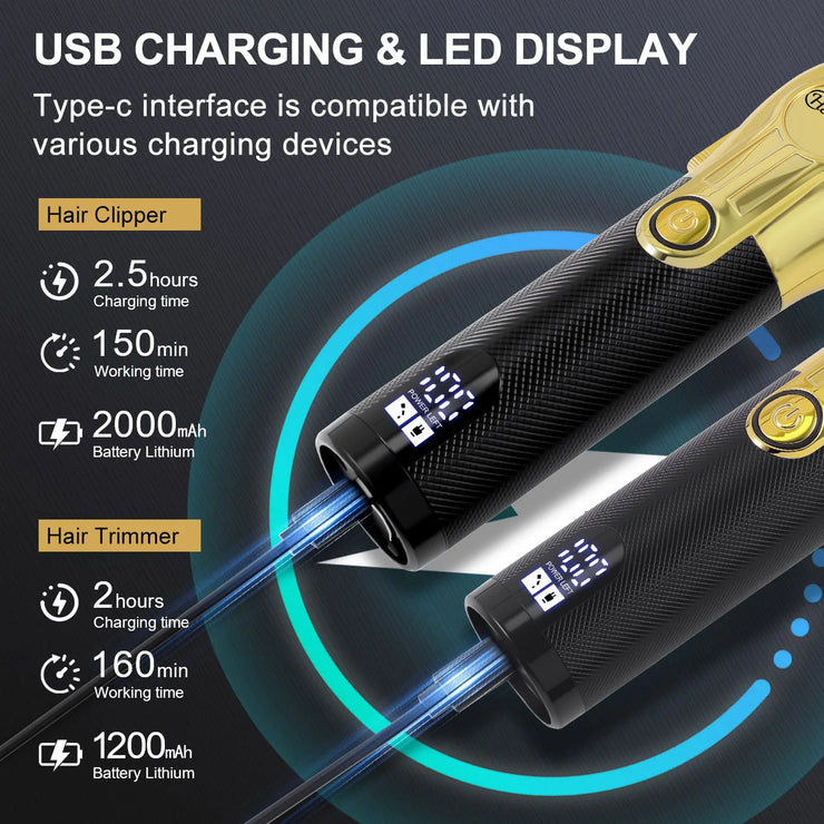 Hatteker Oilhead Electric Hair Clippers for Man Sculpting Parent-Child Set Multifunction Barber 2-Piece Grooming Kit