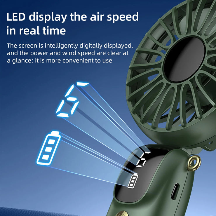 2025New Arrivals USB rechargeable portable Hand Fan Installed By Table with phone holder handheld Mini fan neck fan