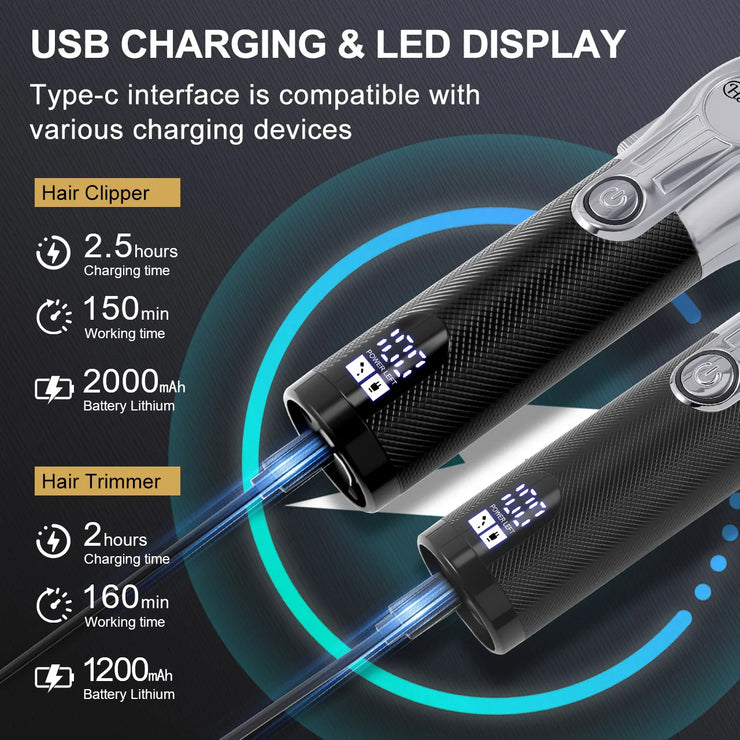 Hatteker Oilhead Electric Hair Clippers for Man Sculpting Parent-Child Set Multifunction Barber 2-Piece Grooming Kit