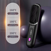 Electric LCD USB rechargeable ceramic heating hair comb with temperature settings.