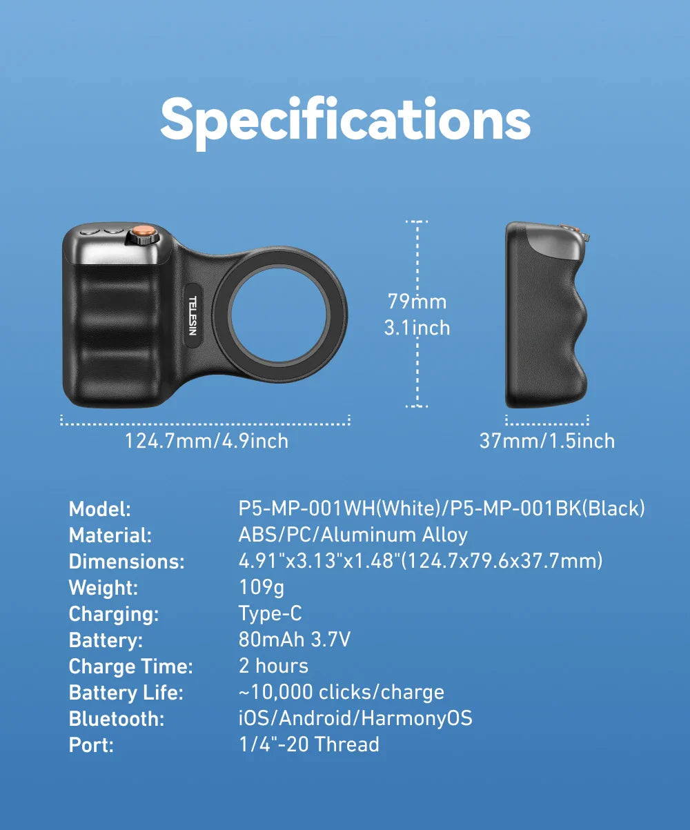 TELESIN FunShot 2 Magnetic Phone Grip & Remote Control-The Joop Basket