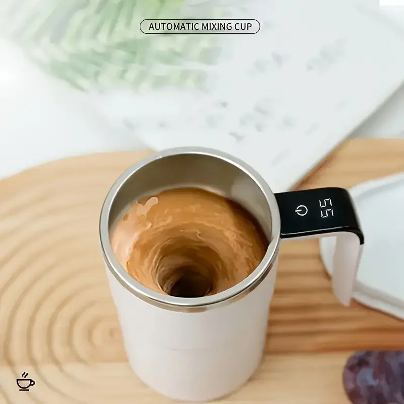 Showing Smart Temperature Control Stirring Coffee Cup mixing coffee
