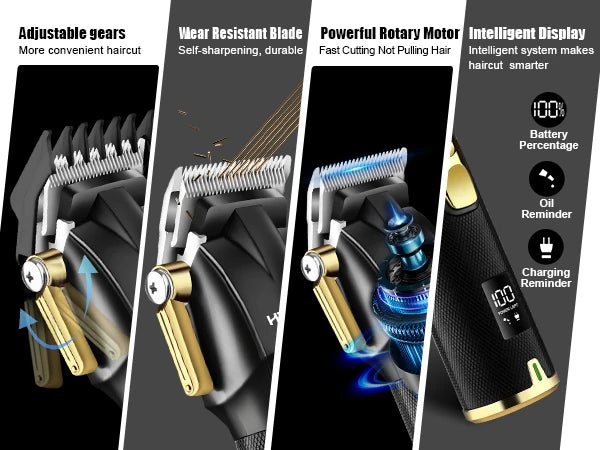 HIENA Trimmer Rechargeable Electric Hair Clippers Set LCD Shaver Dry And Wet Shaving Machine For Men Haircut Set Cordless Kit
