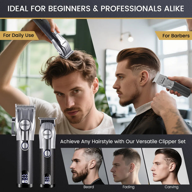 Hatteker Oilhead Electric Hair Clippers for Man Sculpting Parent-Child Set Multifunction Barber 2-Piece Grooming Kit-The Joop Basket