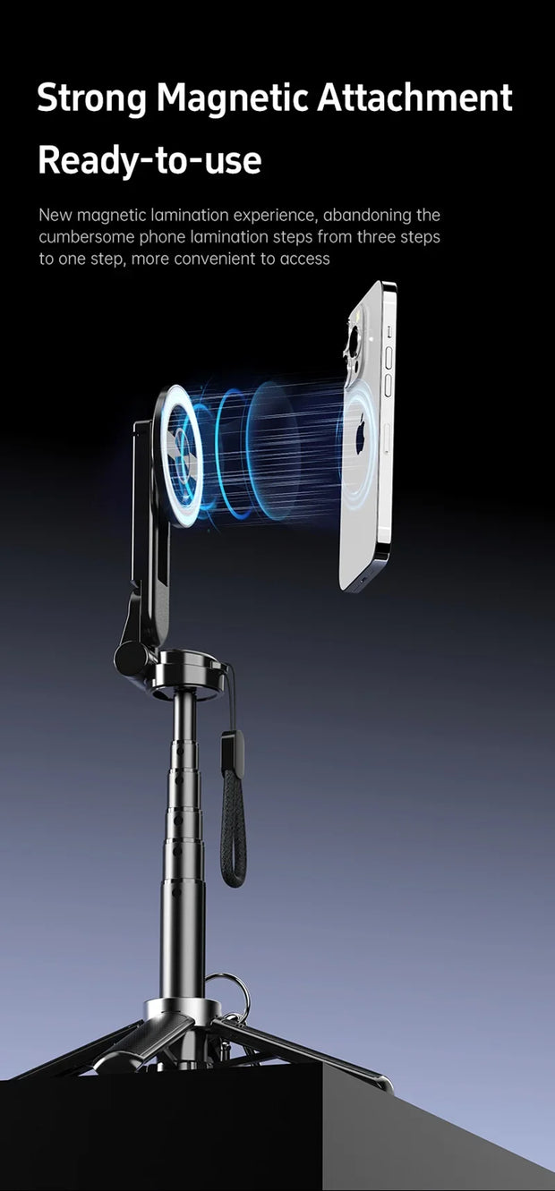 T20 Magnetic Portable Telescopic Selfie Stick 360° Rotation Universal for iPhone 16 15 14 13 12 11 Samsung Xiaomi Travel Outdoor-The Joop Basket