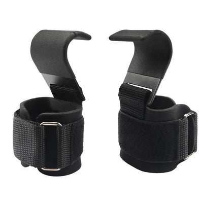 Fitness squat weightlifting wrist hooks, black, ideal for strength training without straining.