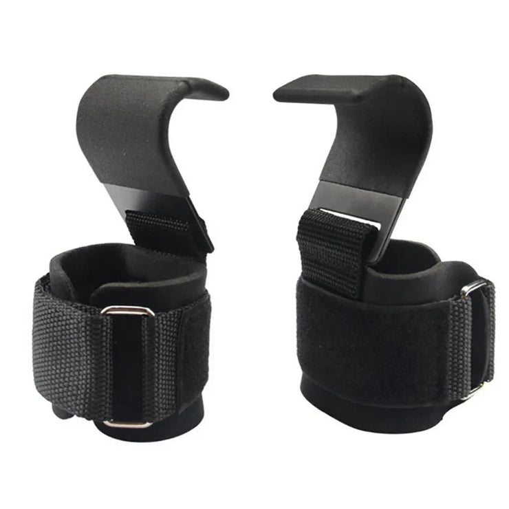 Fitness squat weightlifting wrist hooks, black, ideal for strength training without straining.