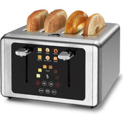 4 Slice Toaster with Touchscreen and Dual Control, featuring digital countdown and 6 shade settings.
