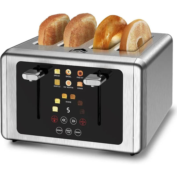 4 Slice Toaster, Touchscreen & Dual Independent Control Panel?5 Basic Functions & Digital Countdown Toasters, 6 Shade Settings-The Joop Basket