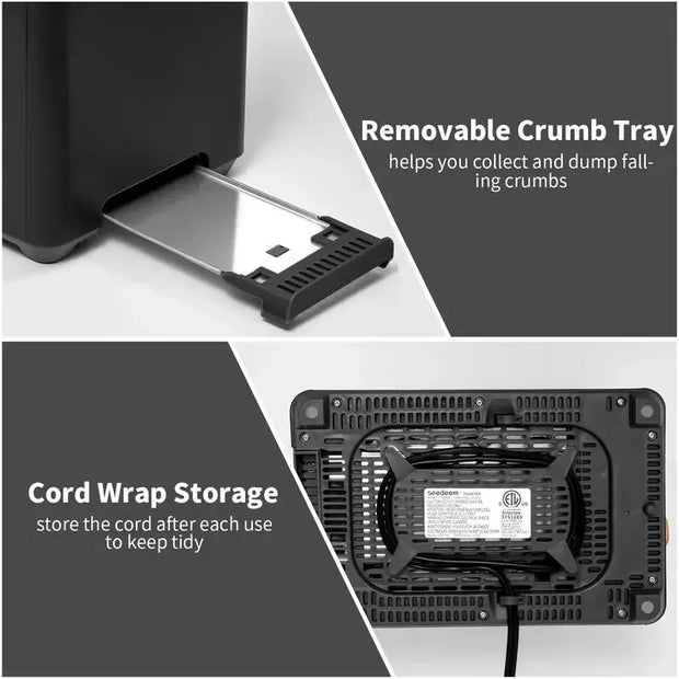 Toaster 2 Slice, Stainless Toaster LCD Display&Touch Button, 50% Faster Heating Speed, 1.4'' Wide Slots Toaster-The Joop Basket