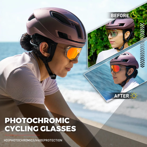 KAPVOE New Outdoor Photochromic Cycling Glasses for Men Women Mountain Bike Sunglasses Sports Goggles UV Protection