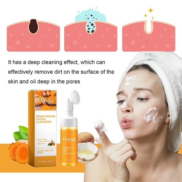 Turmeric Cleanser Anti Acne Oil Control Blackhead Remover Skin Cleansing Brightening Rejuvenation Face Wash Foam Face Cleanser-The Joop Basket
