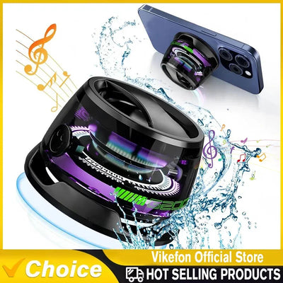 Outdoor Magnetic Bluetooth Speaker Wireless Portable Mini Travel Stereo Speaker with RGB Color Light and Phone Holder for ios