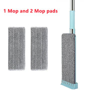 Newest Microfiber Flat Mop with 2 washable pads, eco-friendly design.