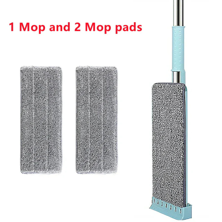 Newest Microfiber Flat Mop with 2 washable pads, eco-friendly design.