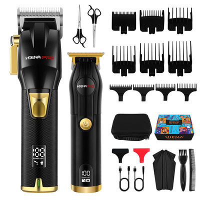 HIENA Trimmer Rechargeable Electric Hair Clippers Set LCD Shaver Dry And Wet Shaving Machine For Men Haircut Set Cordless Kit