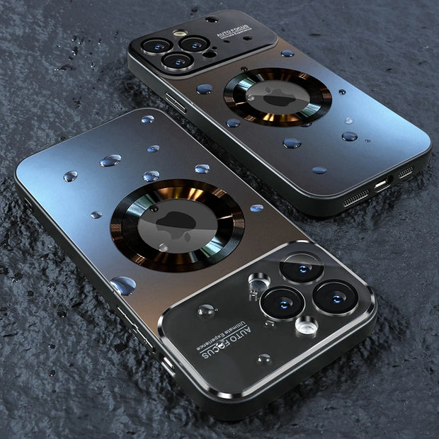 Luxury Glass Camera For Magesafe Magnetic Wireless Charge Case For iPhone 11 12 13 14 15 16 17 Pro Max Air Plus Shockproof Cover-The Joop Basket