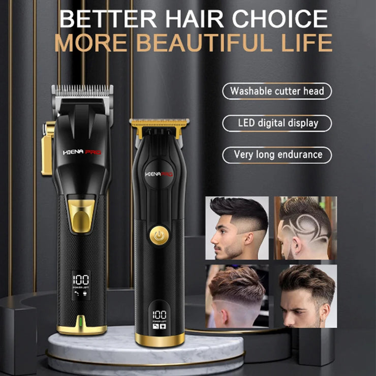 HIENA Trimmer Rechargeable Electric Hair Clippers Set LCD Shaver Dry And Wet Shaving Machine For Men Haircut Set Cordless Kit
