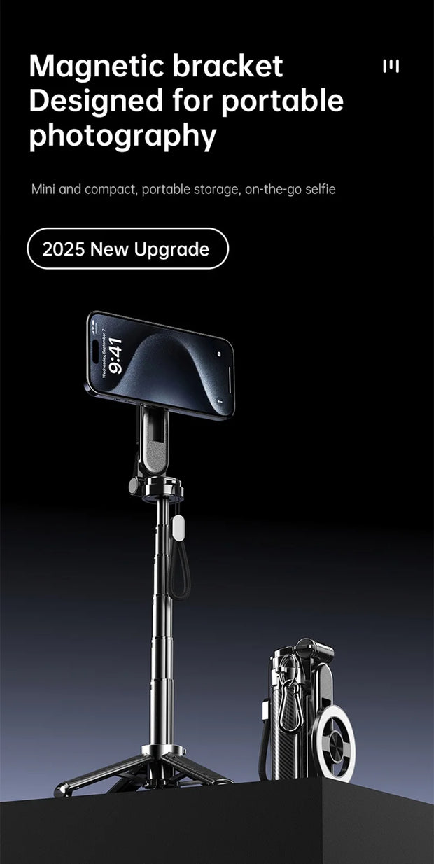 T20 Magnetic Portable Telescopic Selfie Stick 360° Rotation Universal for iPhone 16 15 14 13 12 11 Samsung Xiaomi Travel Outdoor-The Joop Basket