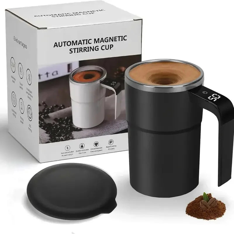Showing Smart Temperature Control Stirring Coffee Cup with box Black color