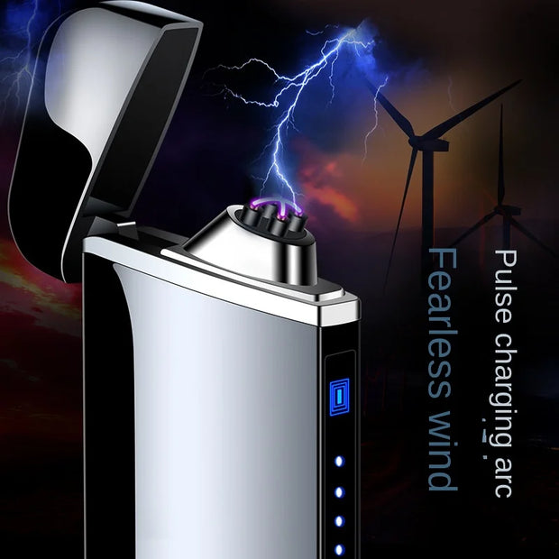 2025 New USB Rechargeable Metal Lighter Double Arc Men's Cigarette Ignition Tool Lighter Rechargeable Type C Type Free Delivery-The Joop Basket