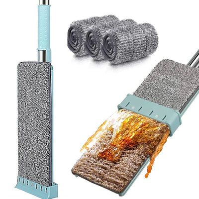 Newest microfiber flat mop with hand-free squeeze feature and washable mop pads.