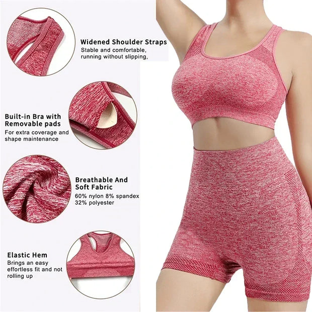 Yoga Set Gym Shorts Women Sport Bras Brassiere Workout Tops for Women Yoga Clothes Fitness Leggings Gym Set Seamless Yoga Sets-The Joop Basket