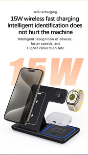 30W LED Fast Wireless Charger Stand 3 in 1 Foldable Charging Station For iPhone 15 14 13 12 11 Apple Watch 9 8 7 6 5 Airpods Pro-The Joop Basket