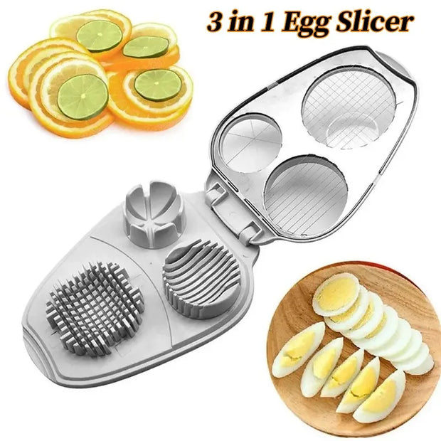3in1 Creative Egg Slicer Hard Boiled Eggs Slicers Kitchen Food Slicers Fruit Vegetable Manual Slicers Household Kitchen Supplies-The Joop Basket
