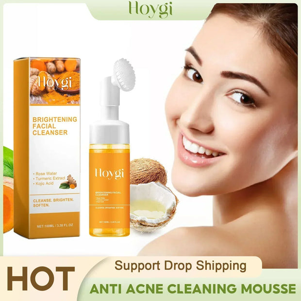 Turmeric Cleanser Anti Acne Oil Control Blackhead Remover Skin Cleansing Brightening Rejuvenation Face Wash Foam Face Cleanser-The Joop Basket