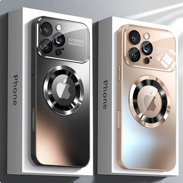 Luxury Glass Camera For Magesafe Magnetic Wireless Charge Case For iPhone 11 12 13 14 15 16 17 Pro Max Air Plus Shockproof Cover-The Joop Basket