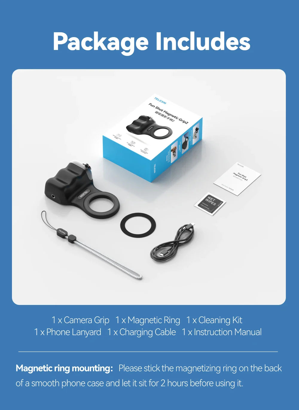 TELESIN FunShot 2 Magnetic Phone Grip & Remote Control-The Joop Basket