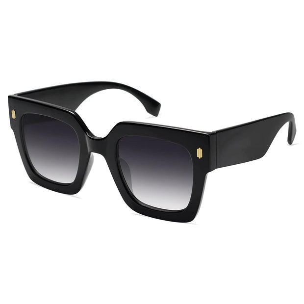 SOJOS Vintage Oversized Square Sunglasses for Women,Retro Womens Luxury Big Sun Glasses UV400 Protection SJ2194 Black