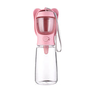 2 in 1 dog water bottle with food container, portable pet dispenser for travel.