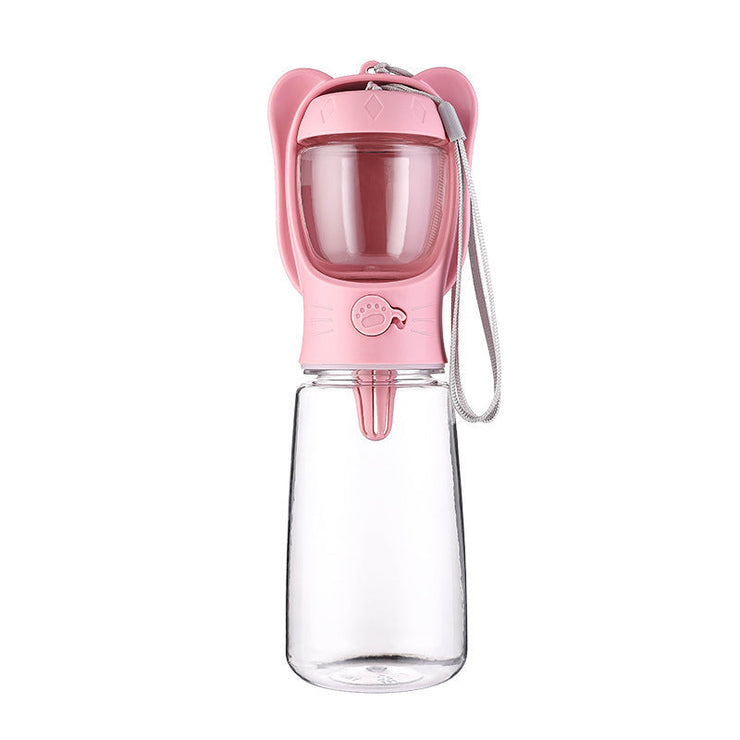 2 in 1 dog water bottle with food container, portable pet dispenser for travel.