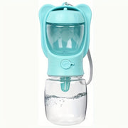 Leak-proof 2 in 1 dog water bottle with food container, portable pet dispenser for travel.