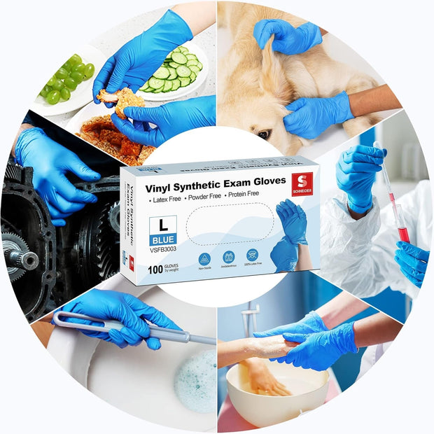 Vinyl Synthetic Exam Gloves, 4 Mil, Latex-Free Disposable Gloves for Medical, Culinary, Cleaning, and Food Preparation Use-The Joop Basket