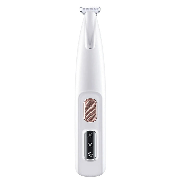 Dog paw trimmer with LED light and display, waterproof design, suitable for pet grooming with 18mm blade.