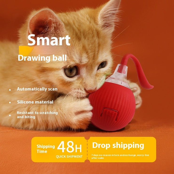 Interactive cat toy ball with silicone material, featuring automatic scan and resistance to scratching and biting.