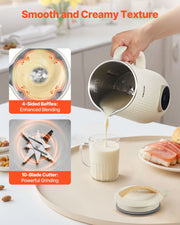 8-in-1 Nut Milk Maker, 34 oz Soy Milk Maker with 180W Blending, for Homemade Oat, Nut, Soy, Juice, Milkshake, Rice Cereal, Plant-Based Beverages with Self-Cleaning, Boil Water, 12-Hour Delay-The Joop Basket