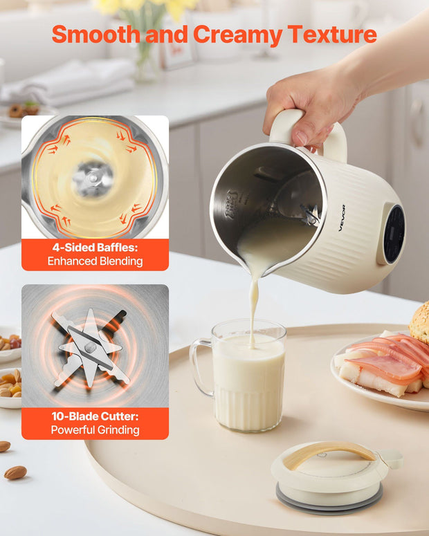 8-in-1 Nut Milk Maker, 34 oz Soy Milk Maker with 180W Blending, for Homemade Oat, Nut, Soy, Juice, Milkshake, Rice Cereal, Plant-Based Beverages with Self-Cleaning, Boil Water, 12-Hour Delay-The Joop Basket