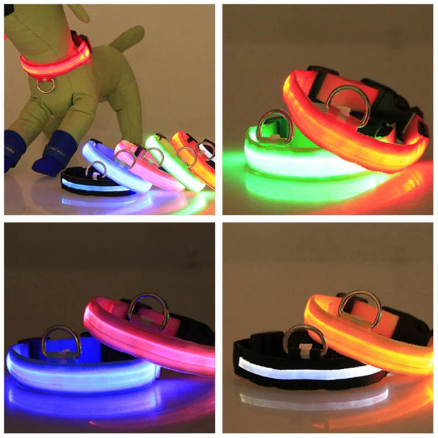 LED Adjustable Dog Collar Blinking Flashing Light up Glow Pets Safety Waterproof-The Joop Basket