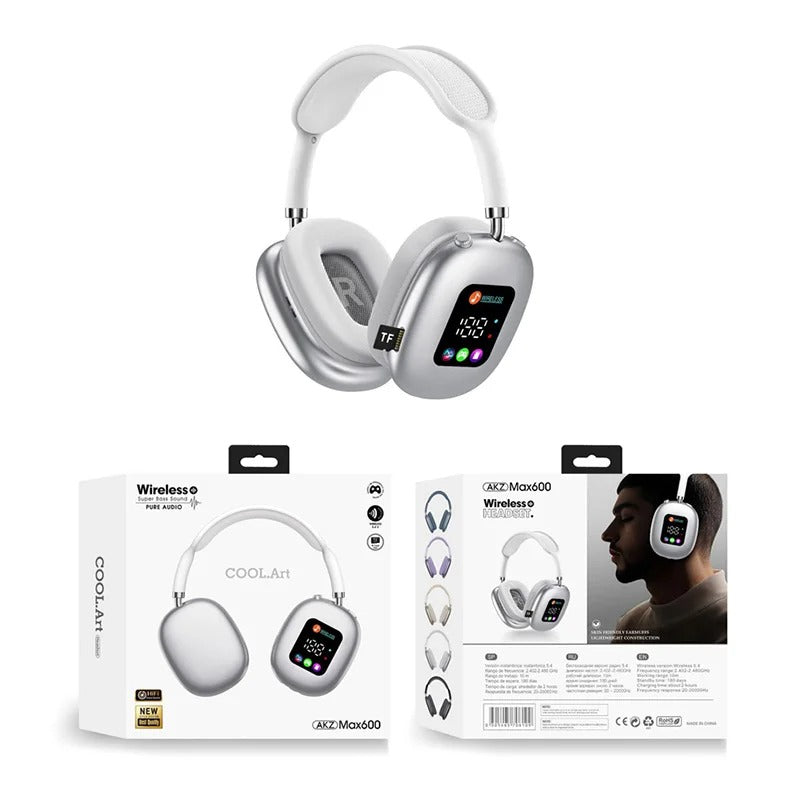 Wireless Bluetooth Headset with RGB Display Screen Card Reader Headset Long Battery life High-fidelity Earphones
